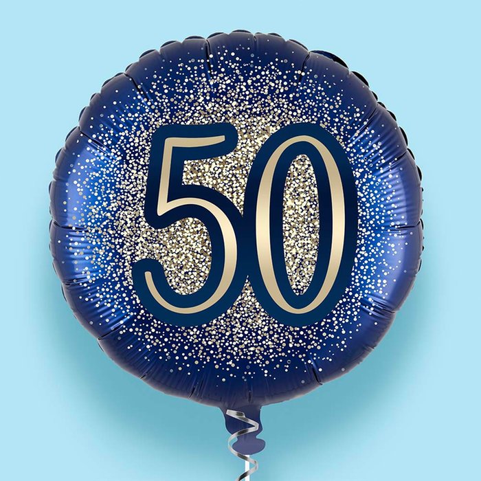 50th Birthday Metallic Glitter Navy Gold Balloon