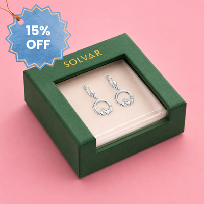 Sterling Silver Claddagh Drop Earrings by Solvar