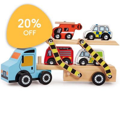 Early Learning Centre Wooden Emergency Car Transporter Vehicle