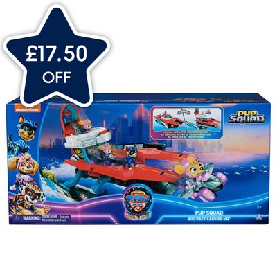 Paw Patrol The Mighty Movie Pup Squad Air Craft Carrier HQ Playset