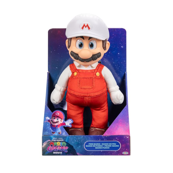 The Super Mario Galaxy Movie Fire Mario 15 Poseable Roto Soft Toy