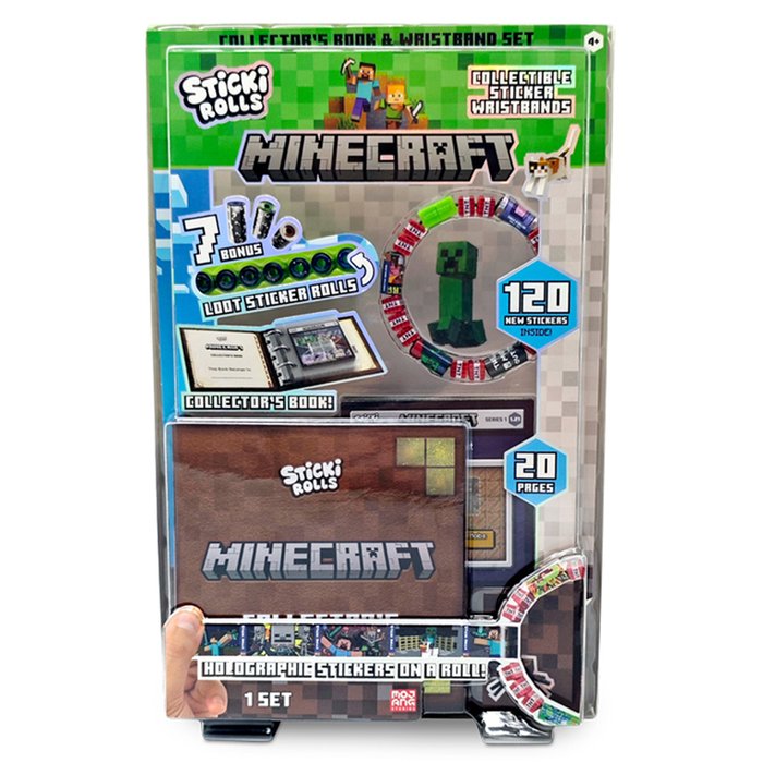 Sticki Rolls Minecraft Collectors Book and Wristband Sticker Craft Set
