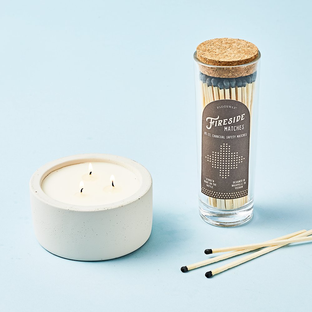 Moonpig Bourbon Cedar Concrete Candle & Safety Match Gift Set