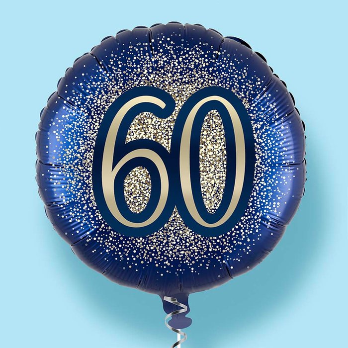 60th Birthday Metallic Glitter Navy Gold Balloon