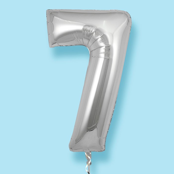 GIANT 34 Number 7 Silver Balloon