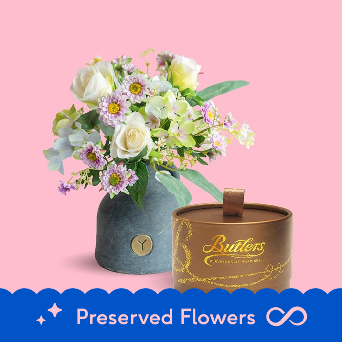 Dreamy Silk Dried Flowers & Butlers Chocolate Truffles