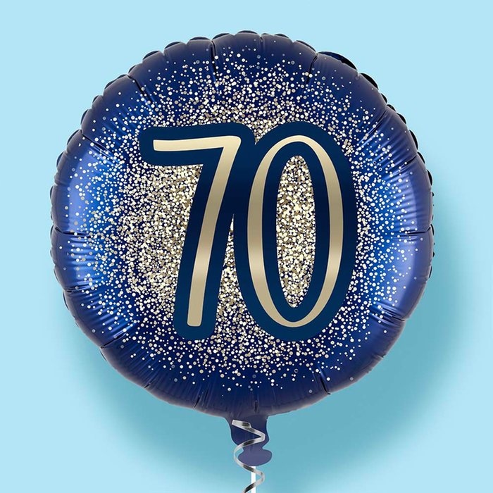 70th Birthday Metallic Glitter Navy Gold Balloon