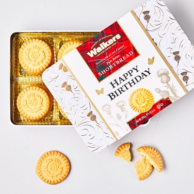 Walkers Happy Birthday Pure Butter Shortbread Biscuits Tin (300g)