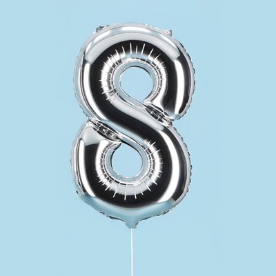 Silver Giant Number 8 Balloon