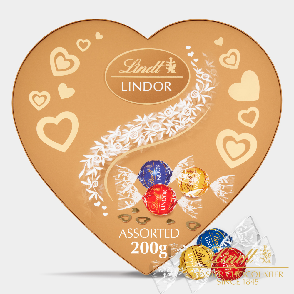 Lindt Lindor Gold Assorted Chocolate Truffles Heart Box 200G