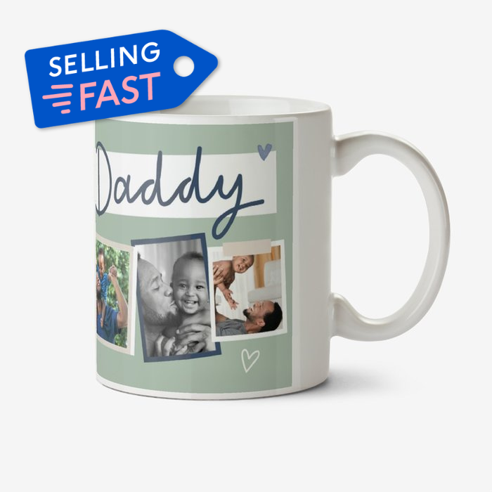 Simple Design Five Photo Upload Lovehearts Daddy Mug