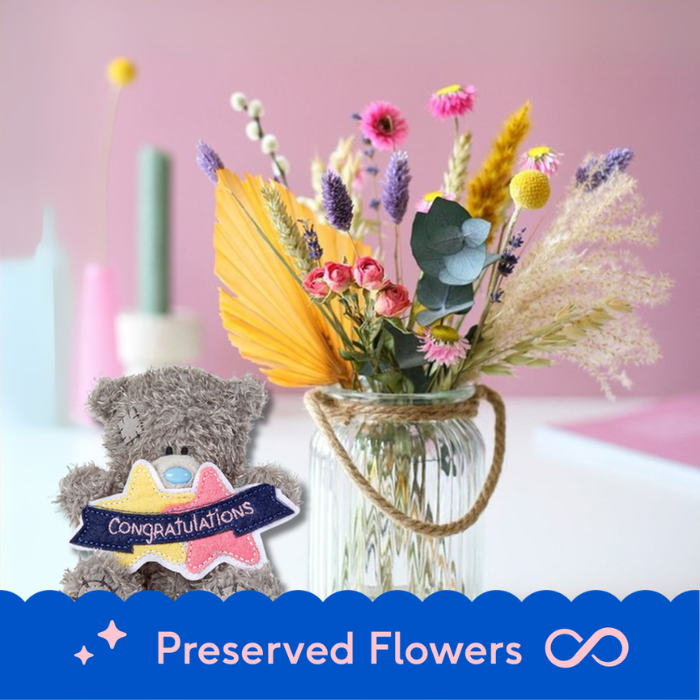 Bloomposy Dried Flowers & Tatty Teddy Congratulations Bear 