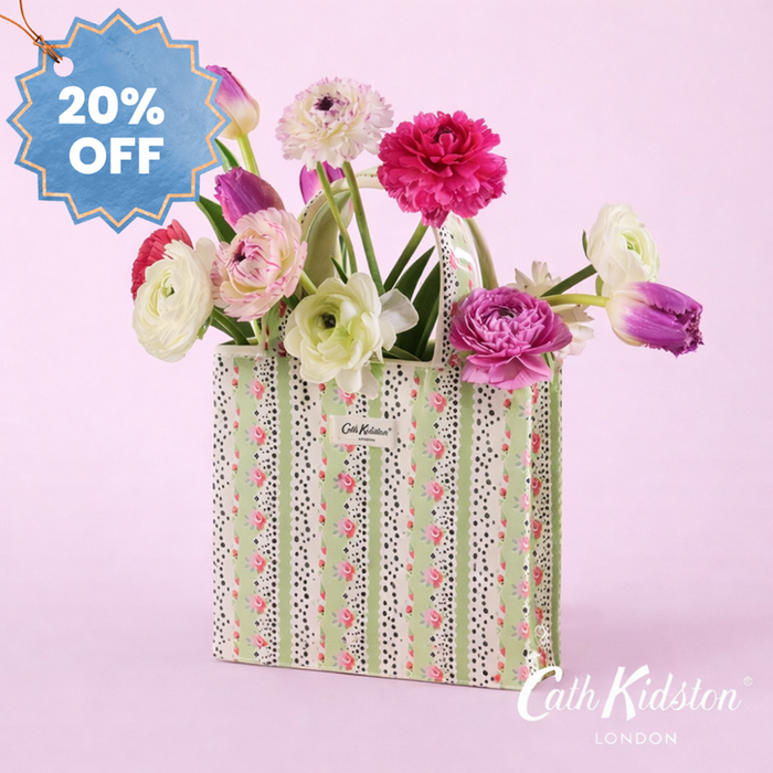 Cath Kidston Cream, Pink & Green Hand Bag Vase