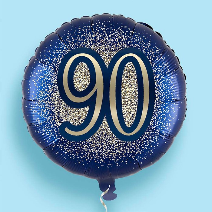 90th Birthday Metallic Glitter Navy Gold Balloon