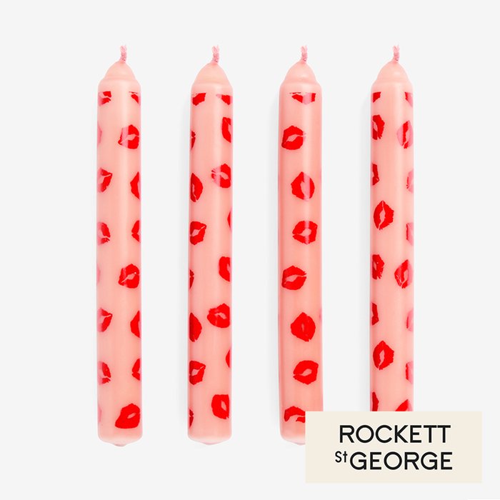 Rockett St George Set of 4 Pink/Red Lips Dinner Candles