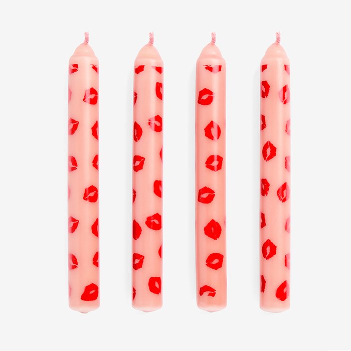 Rockett St George Set of 4 Pink/Red Lips Dinner Candles
