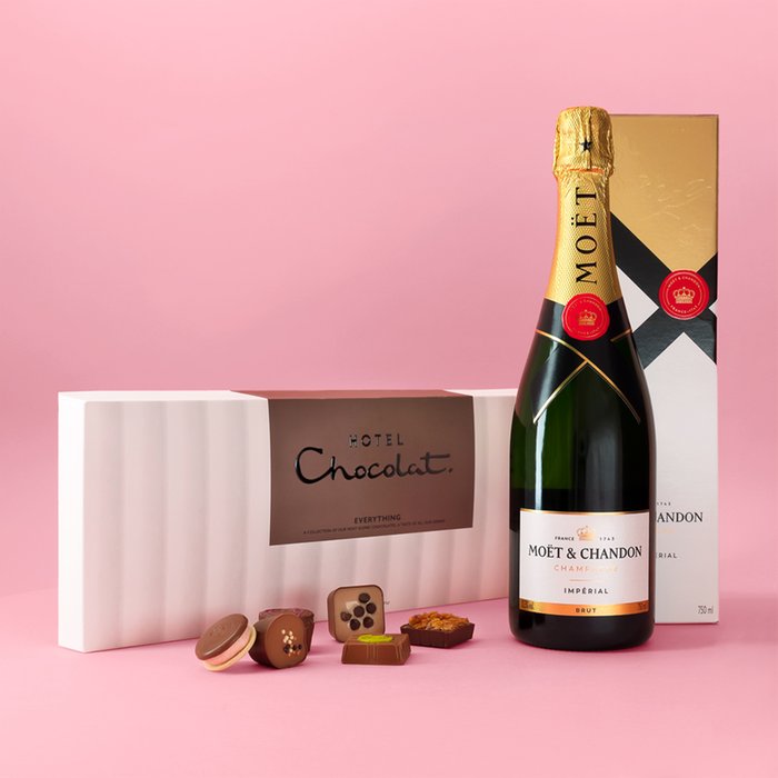 Hotel Chocolat Everything Sleekster & Moet Brut Gift Box 75cl Gift Set