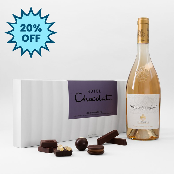 Hotel Chocolat Dark Sleekster & Whispering Angel Rose 75cl Gift Set