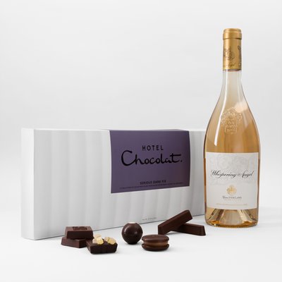 Hotel Chocolat Dark Sleekster & Whispering Angel Rose 75cl Gift Set