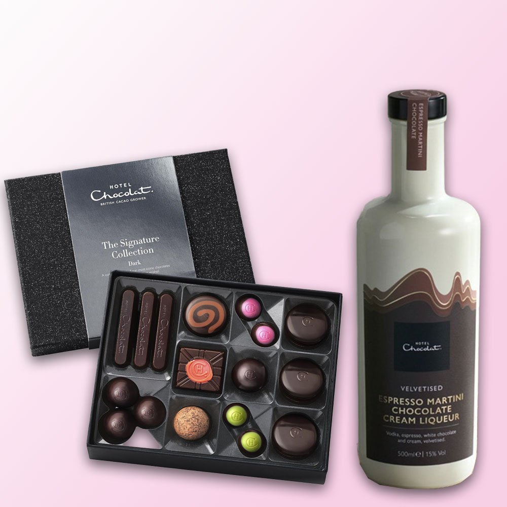 Hotel Chocolat Dark Signature & Velvetised Espresso Martini Cream Gift Set Alcohol