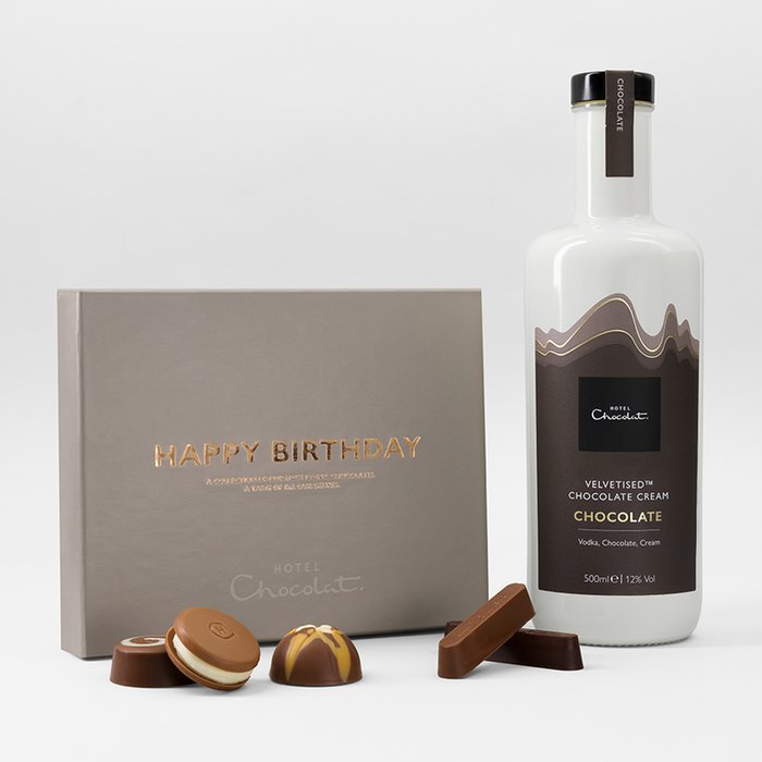 Hotel Chocolat Happy Birthday Gift Box & Velvetised Classic Cream Gift Set