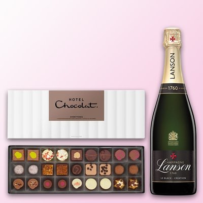 Hotel Chocolat Everything Sleekster & Le Black Creation brut NV Champagne 75cl Gift Set