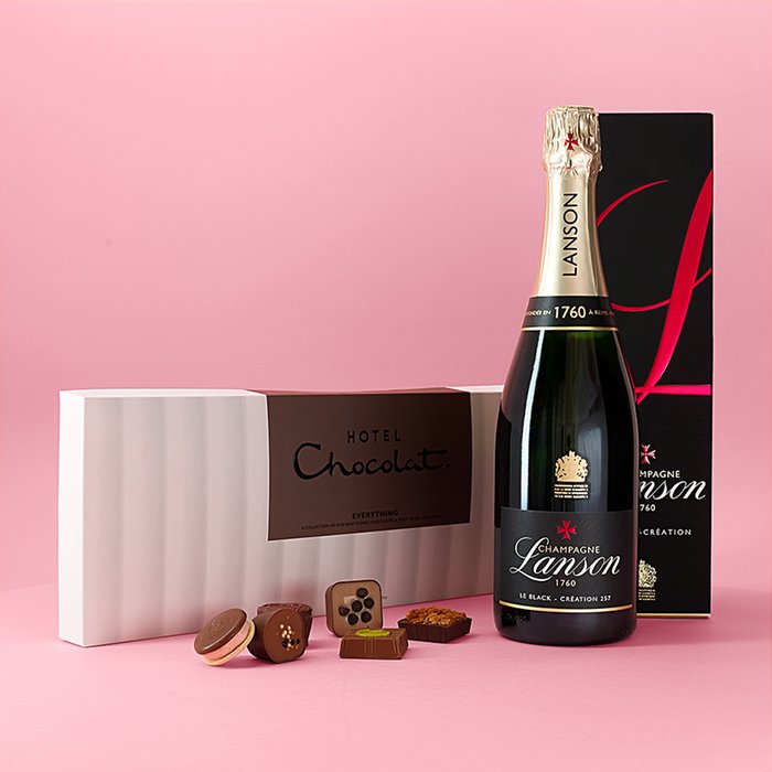 Lanson Le Black Creation brut NV 75cl & Hotel Chocolat Everything Sleekster Gift Set