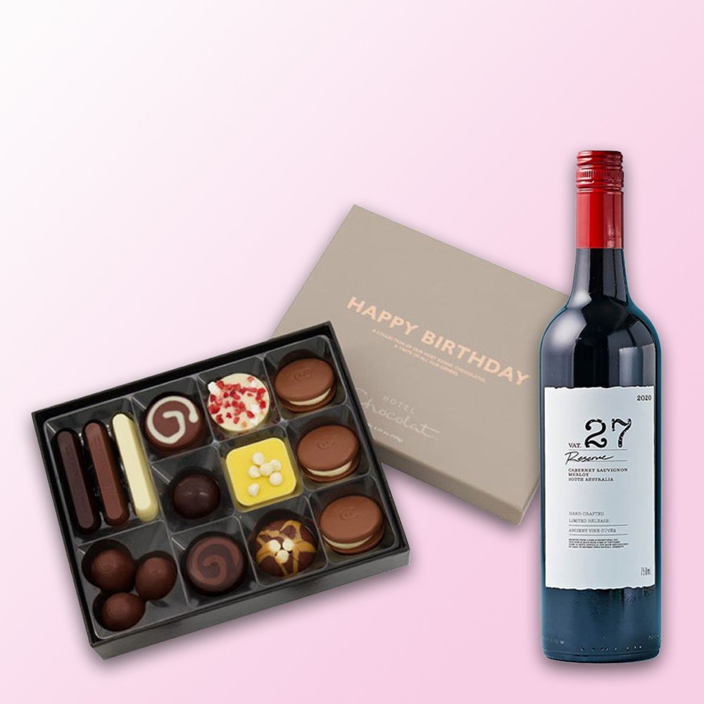 Hotel Chocolat Happy Birthday Box & Cabernet Sauvignon Merlot Alcohol