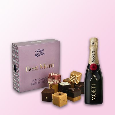 Fudge Kitchen Best Mum Fudge & Moet Brut 20cl Gift Set
