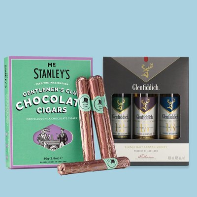 Chocolate Cigars & Glenfiddich 5cl Whisky Minatures Gift Set