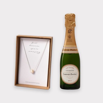 Laurent Perrier Brut 20cl & Lisa Angel Just Because You’re Amazing Pearl Necklace Gift Set