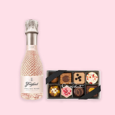 Mini Freixenet Rosé 20cl & Hotel Chocolat Everything Pocket 100g