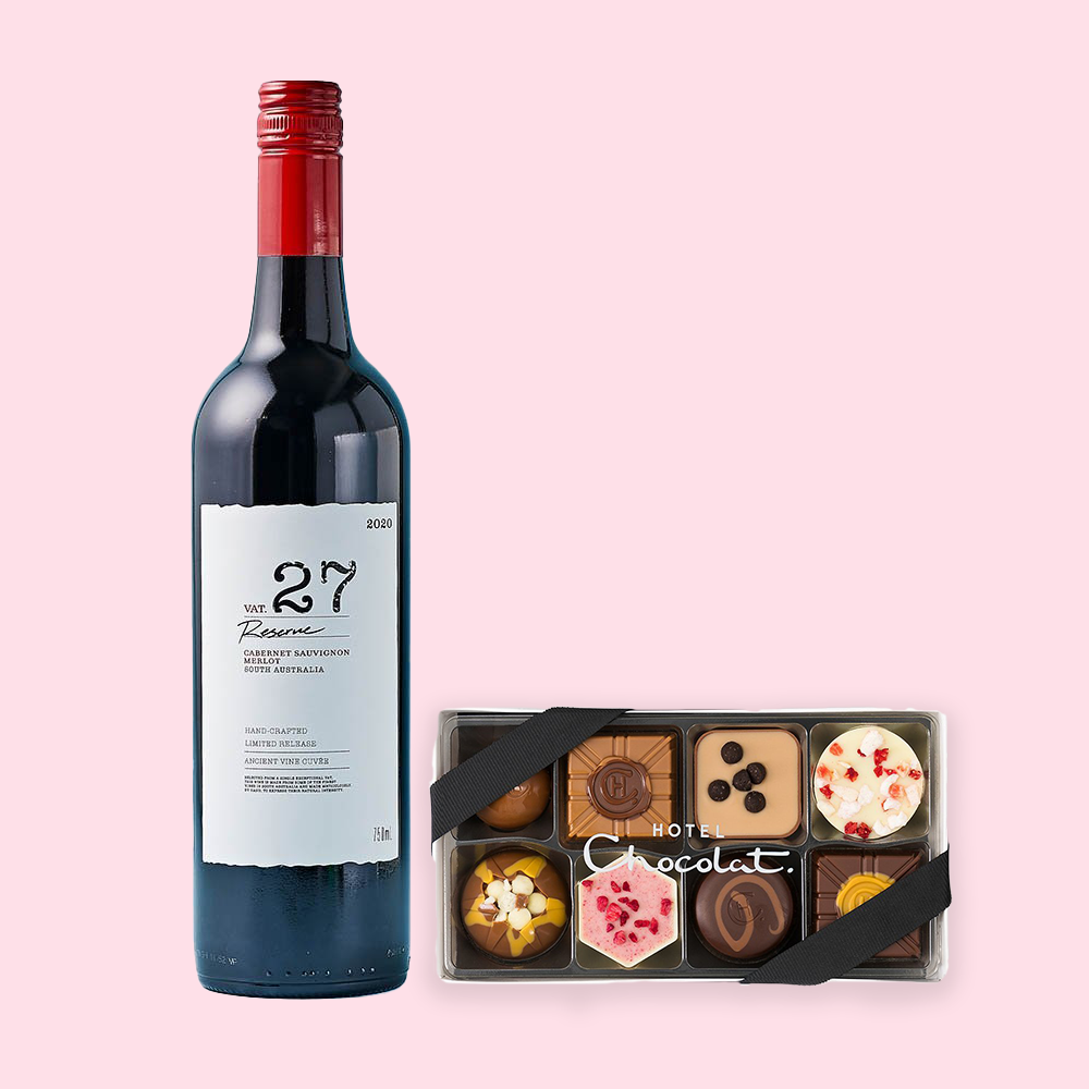 Virgin Wines Vat 27 Merlot & Hotel Chocolat Everything Pocket 100G