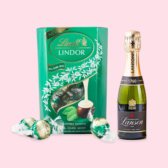 Lindt Lindor Dark Mint Chocolate Truffles Box 200g & Lanson Brut 20cl