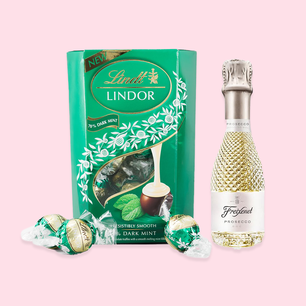 Lindt Lindor Dark Mint Chocolate Truffles Box 200G & Freixenet Prosecco 20Cl