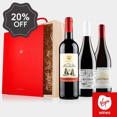 Virgin Wines French Wine Trio in Wooden Gift Box