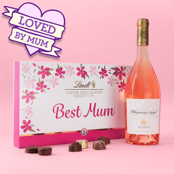 Lindt Best Mum Chocolate Collection & Whispering Angel 75cl Gift Set