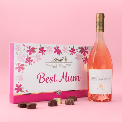 Lindt Best Mum Chocolate Collection & Whispering Angel 75cl Gift Set