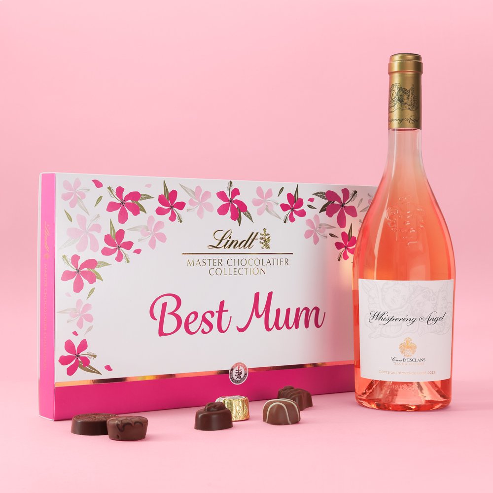 Lindor Lindt Best Mum Chocolate Collection & Whispering Angel 75Cl Gift Set