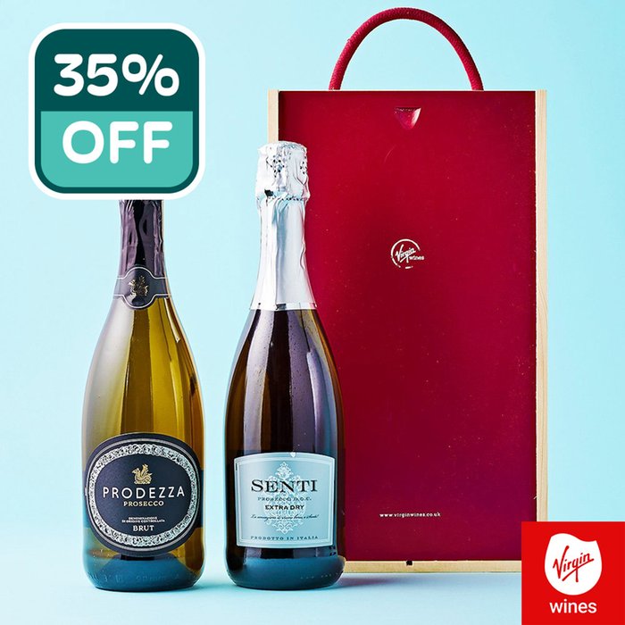 Virgin Wines Prosecco Duo in Wooden Gift Box