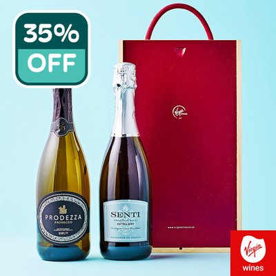 Virgin Wines Prosecco Duo in Wooden Gift Box