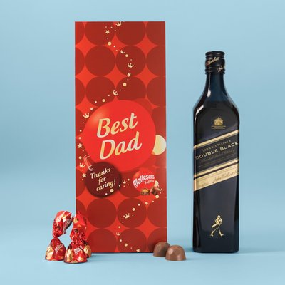 Maltesers Truffles 'Best Dad' Large Box & Johnnie Walker Double Black Wooden Gift Box