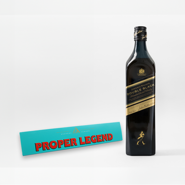 'Proper Legend' Almond Toblerone & Johnnie Walker Double Black Wooden Gift Box