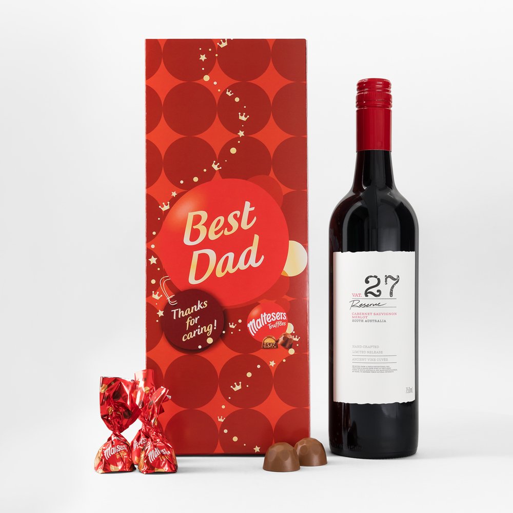 Virgin Wines Maltesers Truffles 'best Dad' Box 455G & Vat 27