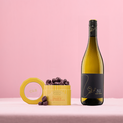 Cartwright & Butler Stem Ginger in Dark Chocolate & Ali di Api Pinot Grigio