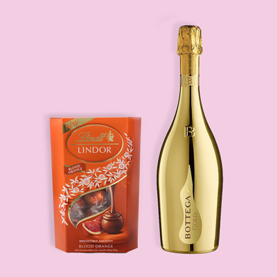 Lindt Lindor Milk Blood Orange Chocolate Truffles (200g) and Bottega Gold Prosseco (75CL)