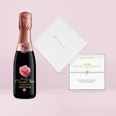Bottega Petalo Moscato 20cl & Joma Jewellery 'A Little Happy Birthday' Crystal - Silver Plated Bracelet