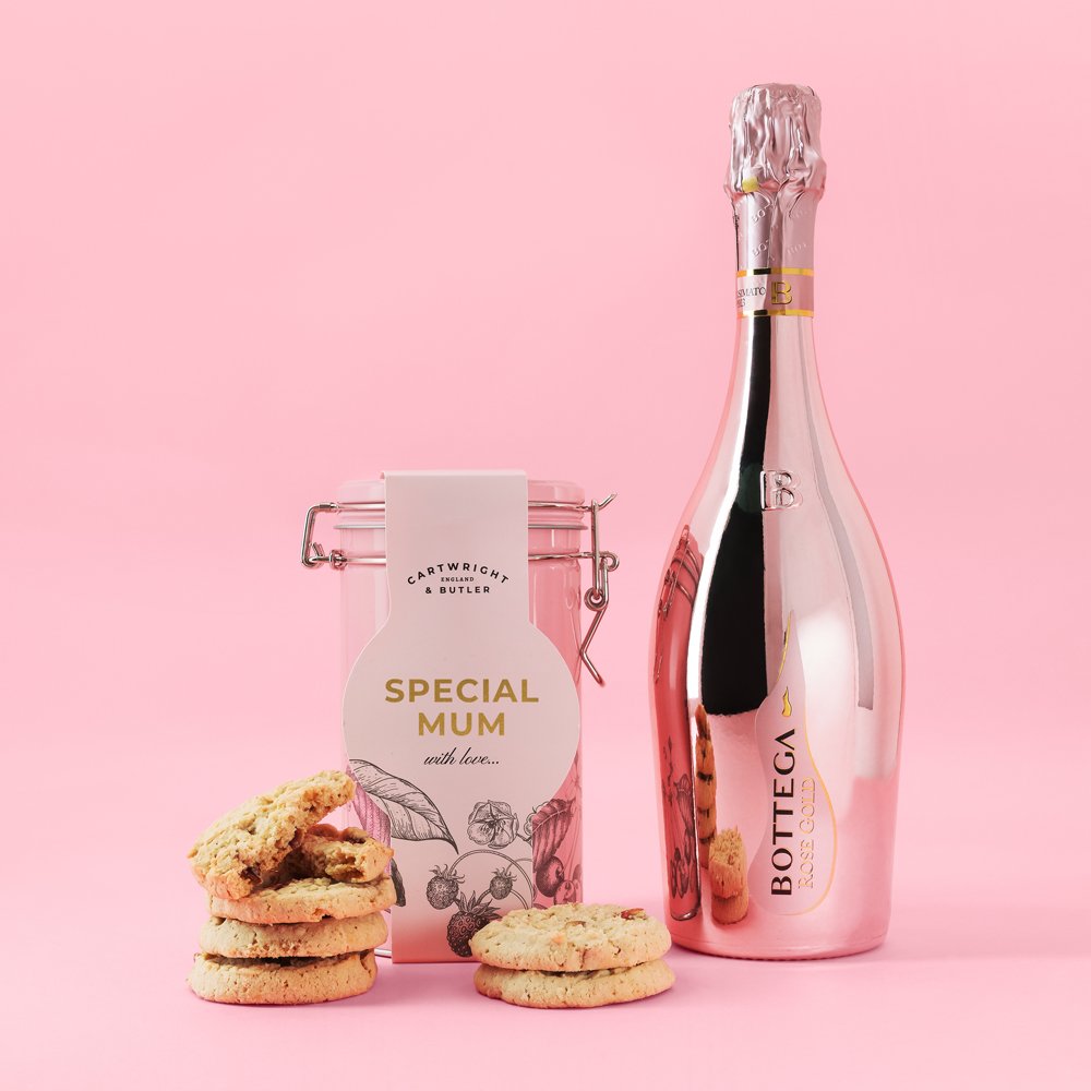 Cartwright & Butler Special Mum Biscuits & Bottega RosÃ© Gold 75Cl