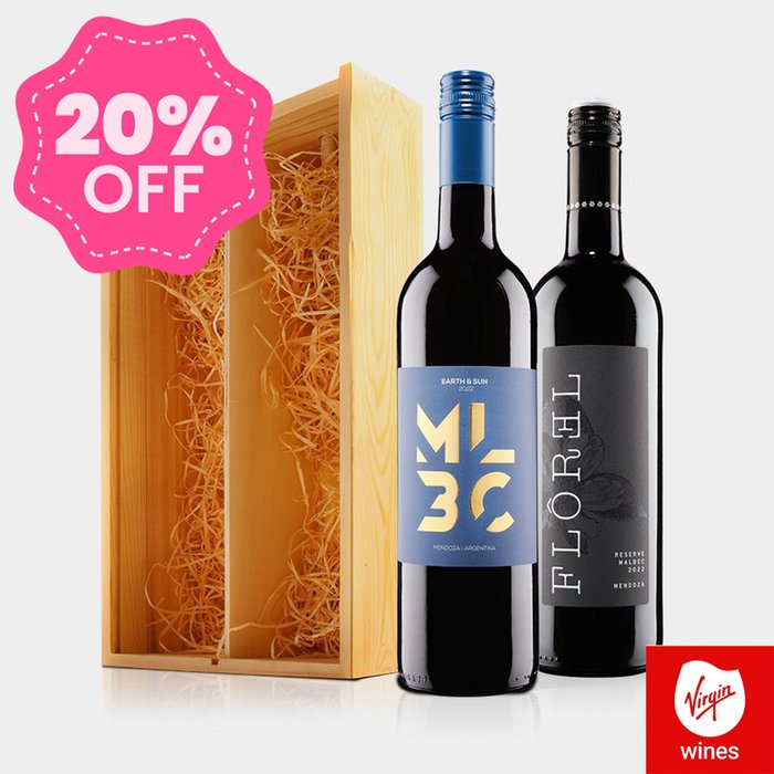 Virgin Wines Argentinean Malbec Duo in Wooden Gift Box