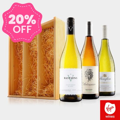 Virgin Wines Sauvignon Blanc Trio in Wooden Gift Box